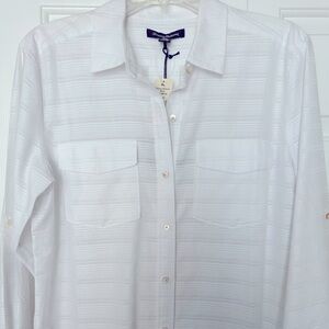 NWT Tommy Bahama Women’s White in White Shirt Size M